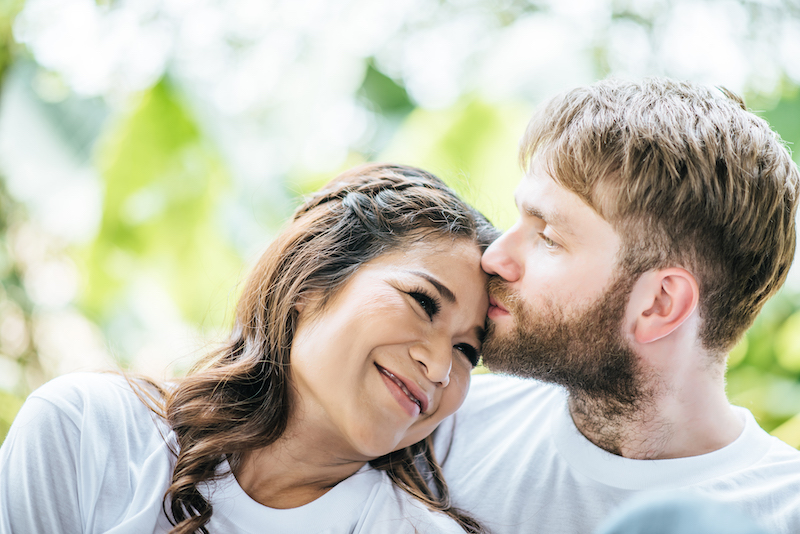 Happy Smiling Couple diversity in love moment together