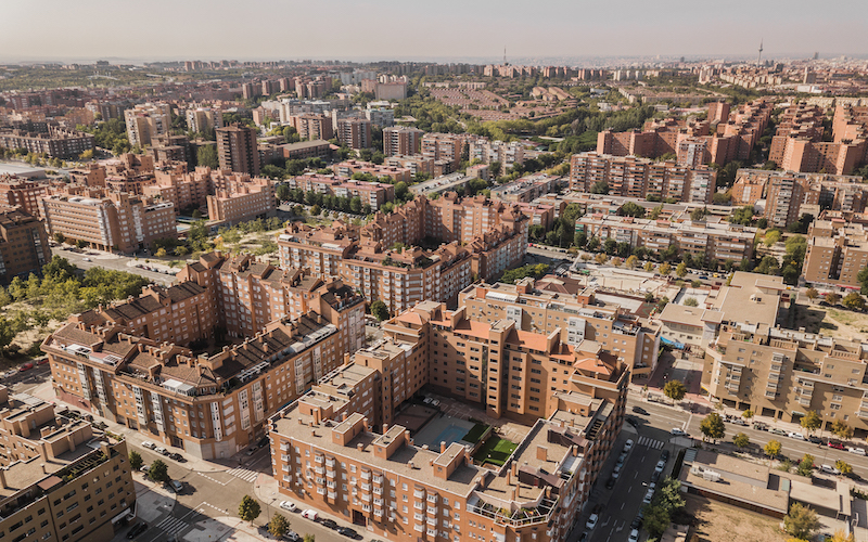 Aerial view of residential district in Madrid