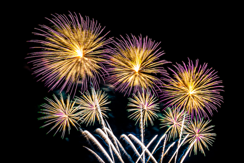 Abstract colorful firework display